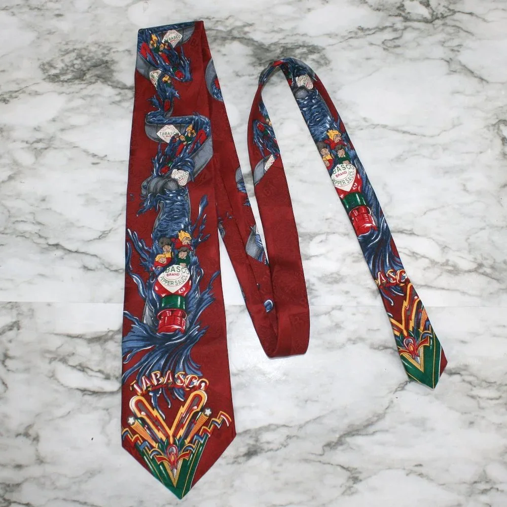 TABASCO Neck Tie Colorful Fun Spicy Novelty Menswear Necktie Accessory Silk